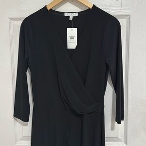 Brand new with tags CHAUS- Ruched Waist Black jumpsuit Dress 3/4 Sleeves Size S